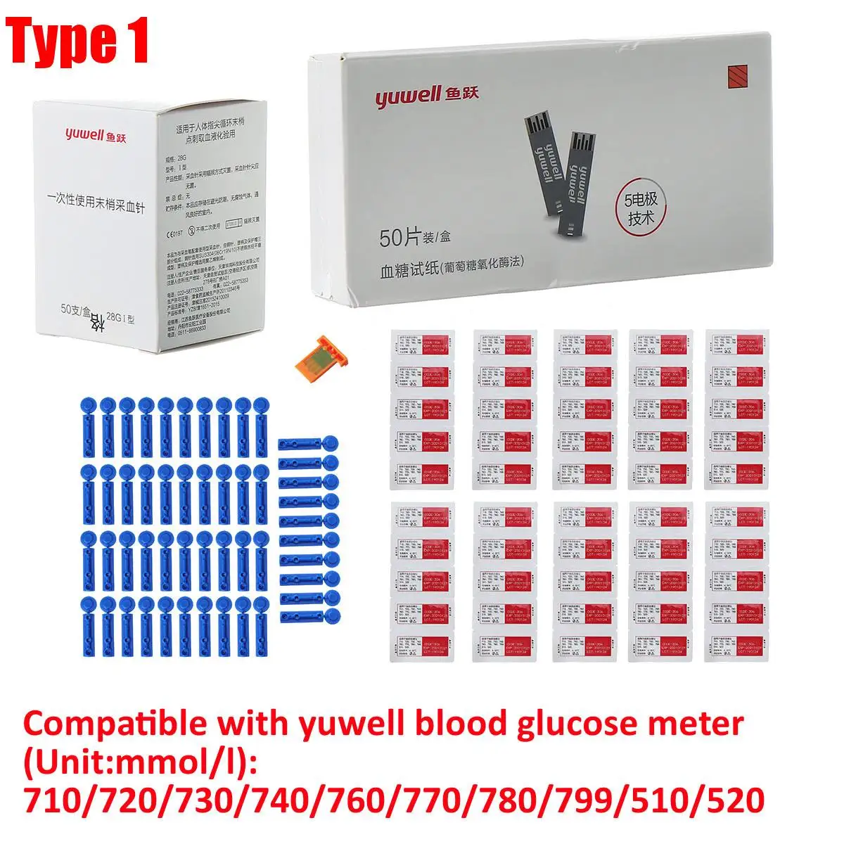 50stk Glucometer Teststrimler Kit Blood Glucose Monitoring Health Care Tool Feminin Hygiejne Produkt Type 2 1