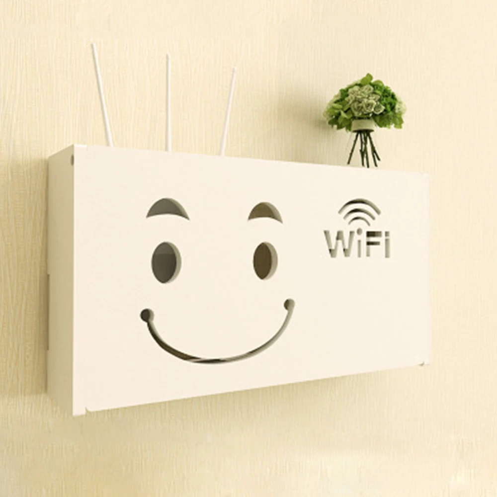 Wireless Wifi Router Opbevaringsboks Træ-Plast Hylde Vægtæpper Beslag Kabel Opbevaring 2 Størrelsen Home Decor 1