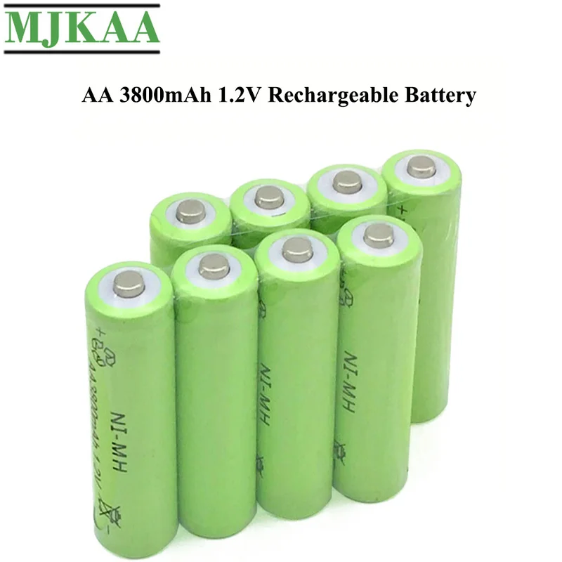 MJKAA 8STK AA 3800mAh Ni-MH 1,2 V Genopladeligt Batteri 14mm*50mm Nikkel-metal-Hydrid-Batterier Pre-Charged 1