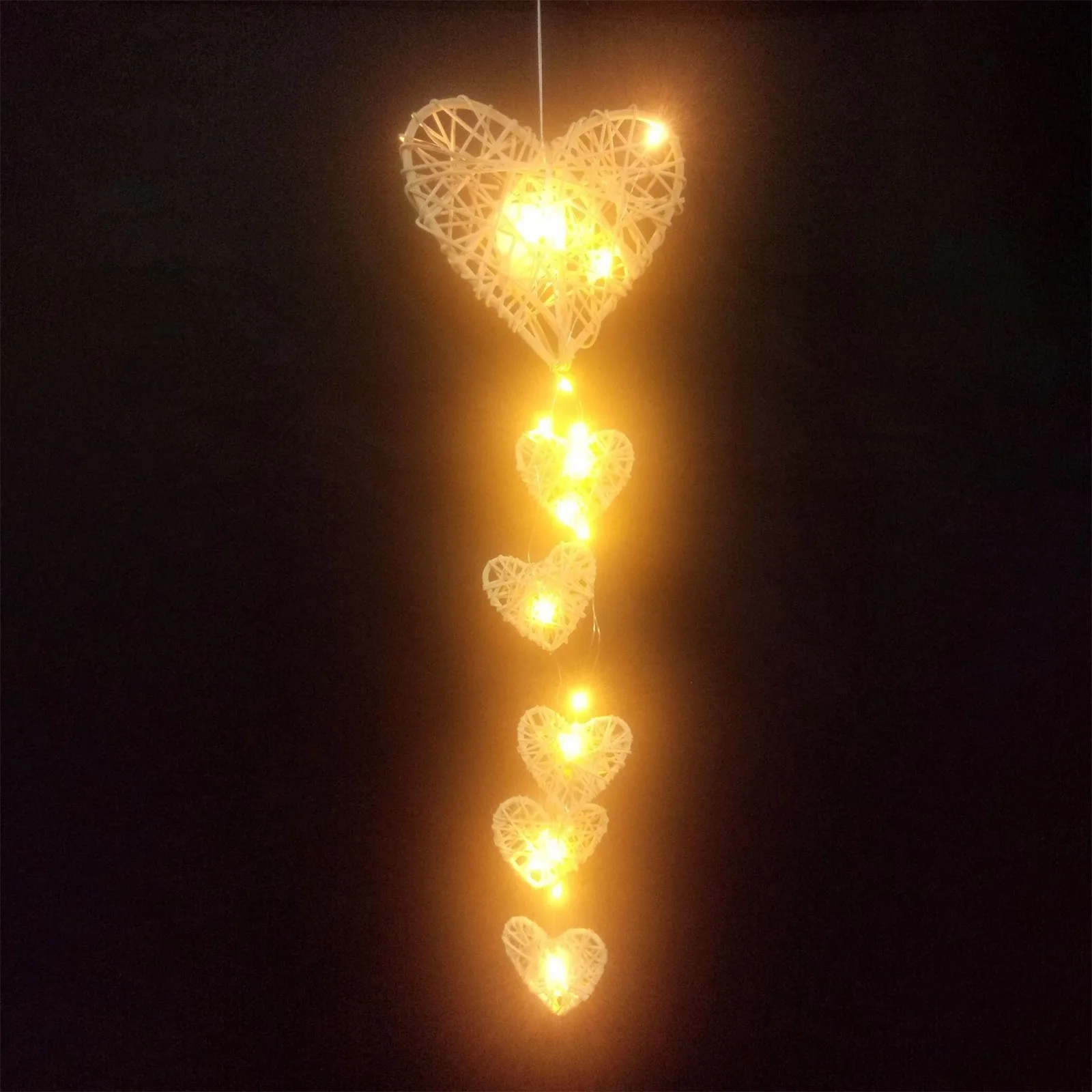 40# Natten Lys Ornament Hjem Dekoration Flettede Hjerte Formet Valentine ' s Day Indretning Kæreste En Streng Af Lys Dreamcatcher 1