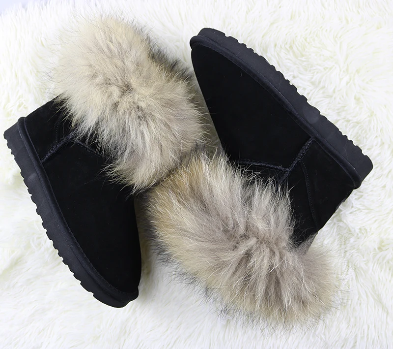 2020NEW stil Kvinder sne støvler varm vinter sko sko Ægte ræv pels ægte læder støvler Australia Støvler 1
