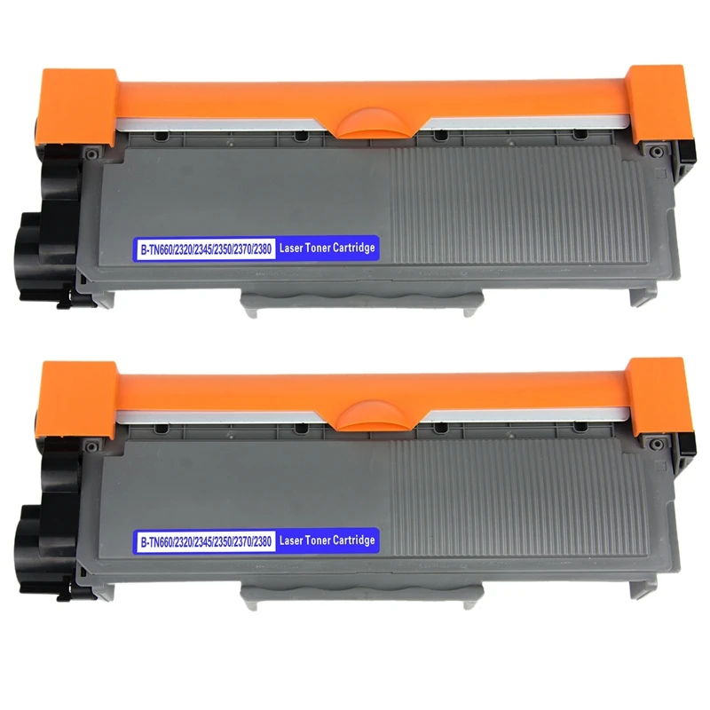 2 Pack Udskiftning af tonerpatron til Brother TN660 TN630 HL-L2380DW HL-L2300D HL-L2340DW MFC-L2680W Printer (Sort) 1