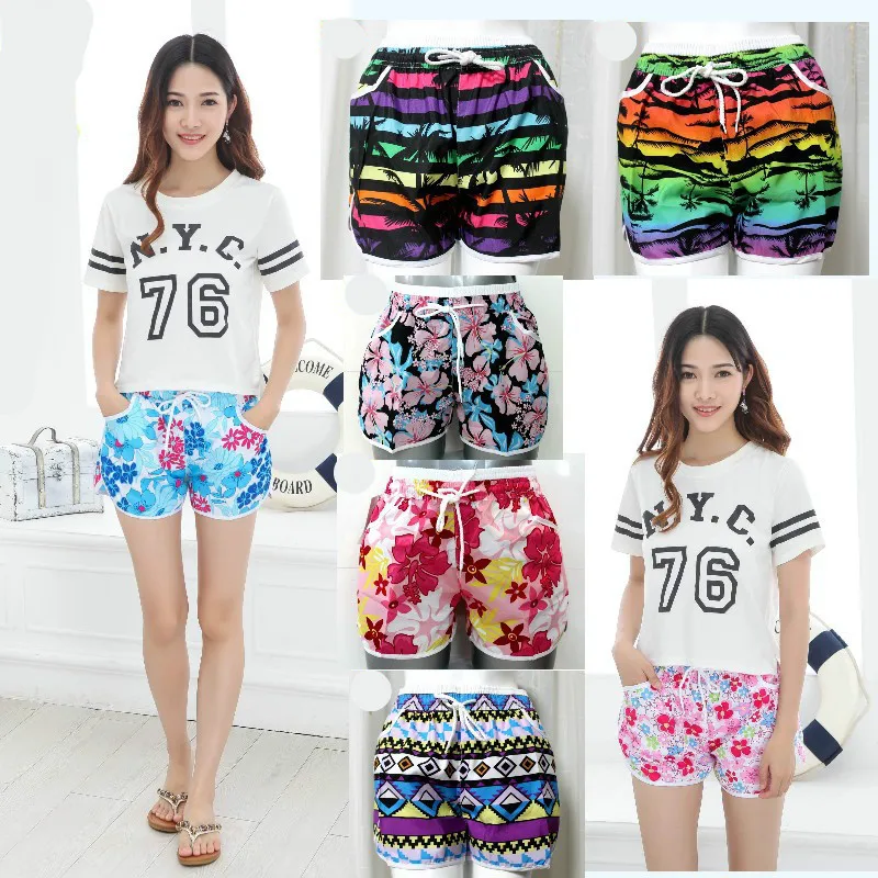 Sommeren kvinders sports shorts beach shorts, badebukser Stranden bukser Beach shorts Flerfarvet print 1