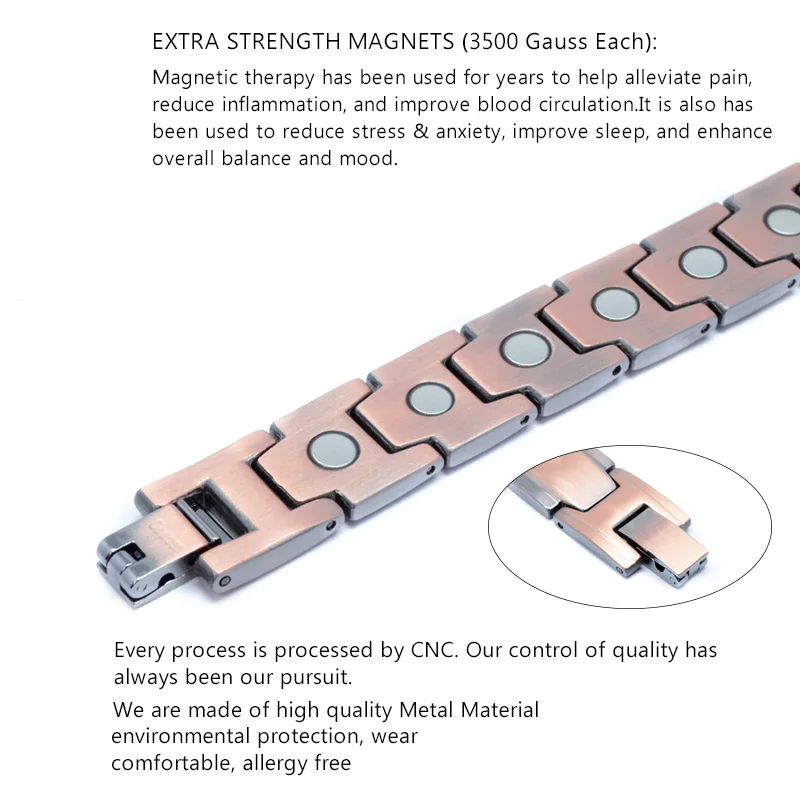 Escalus Trendy Ren Kobber Magnetiske Sundhed Power Armbånd Til Mænd Sejhed Holdbar Mænds Smykker, Vintage Charme Armbånd 1