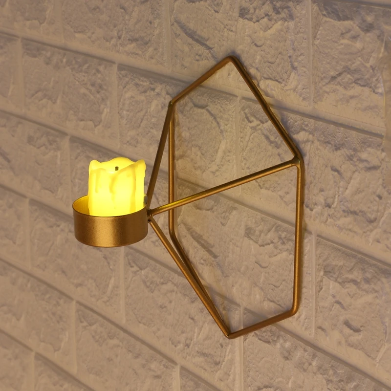 Nordisk Stil 3D Geometriske Lysestage Metal Væg lysestage Sconce Home Decor K9FB 1