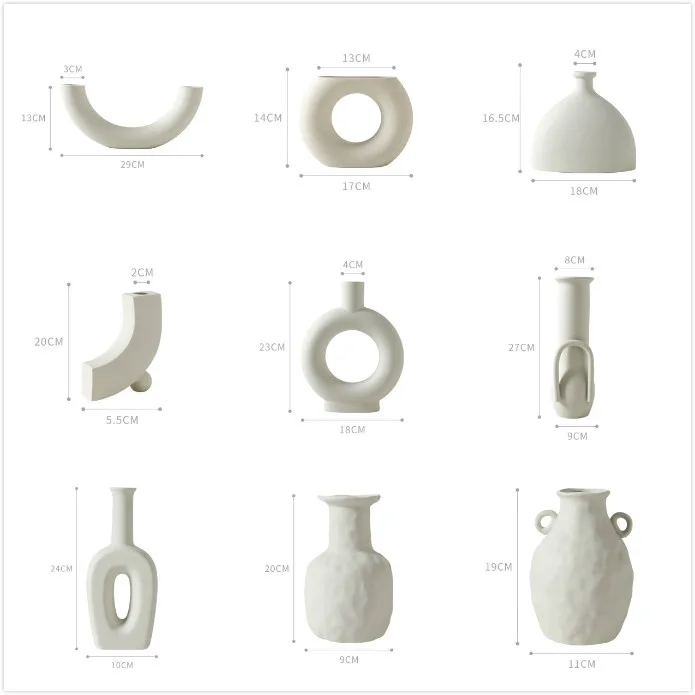 Moderne Hvid Keramik Vaser Kinesisk Stil, Enkel Designet Keramik Og Porcelæn Vaser For Kunstige Blomster Dekorative Figurer 1