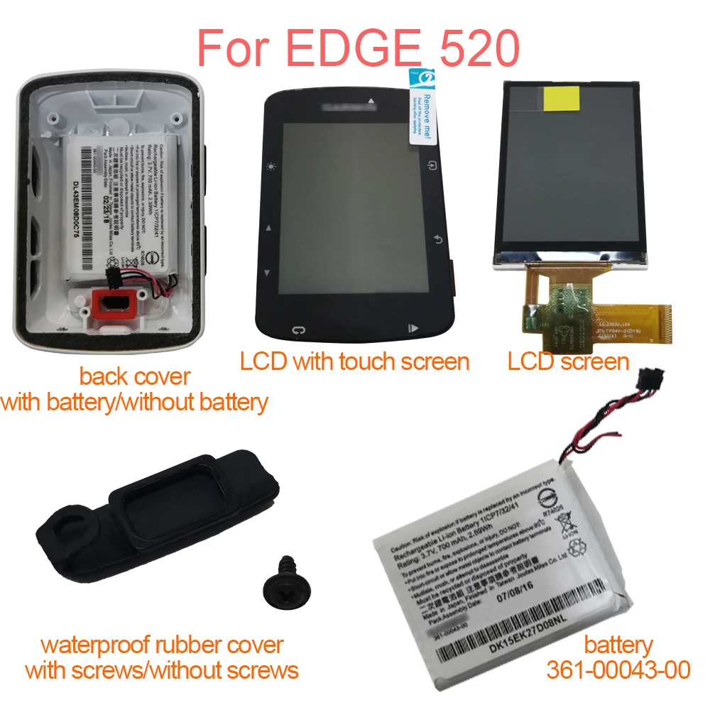 For GARMIN EDGE 520 Oprindelige Samling EDGE520 LCD-Skærm Med Touch bagcover Uden/Med Batteri Vandtæt Gummi Hætte Reparation 1