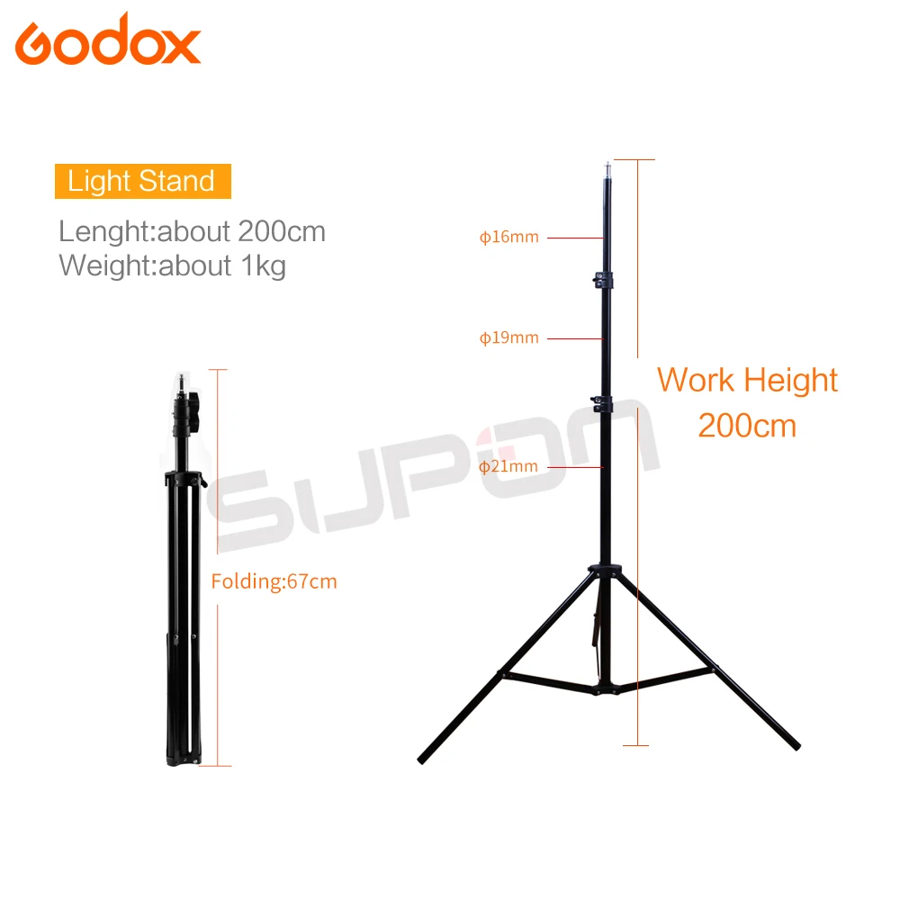 Godox 2x E250 Studio Foto Tilbehør Flash Belysning Kit Med Godox PÅ-16 Udløse + 2x Softbox 50x70cm + 2x lys stå 1