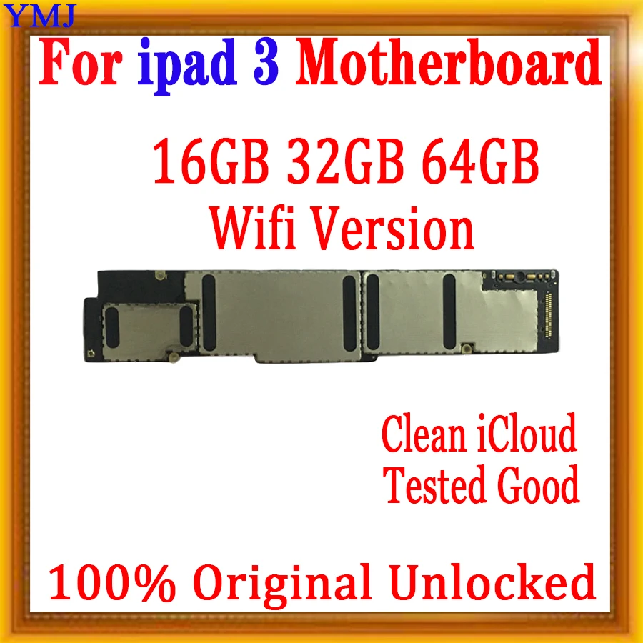 16GB / 32GB / 64GB Oprindelige låst op for ipad 3 Bundkort med IOS System,Wifi / Wifi+Cellular-Version til Ipad 3 Bundkort med 1