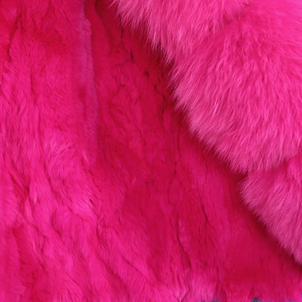 MAOMAOKONG vinter denim jakke med stor pels krave lavet af naturlige fox fur, løs, stilfuld, varm og flytbare kanin pels lini 1