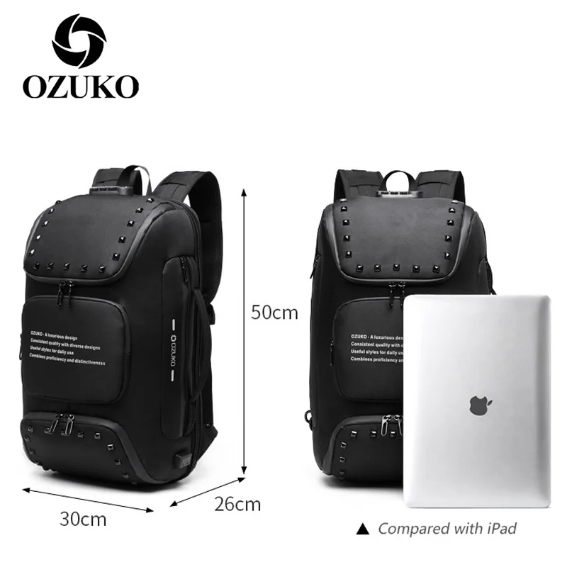 OZUKO 2021 Mænd, Bærbar computer Rygsæk Mand Business Notebook Mochila Vandtæt Tilbage Pack USB-Opladning Taske Travel Bagpack Mandlige BackpBack 1