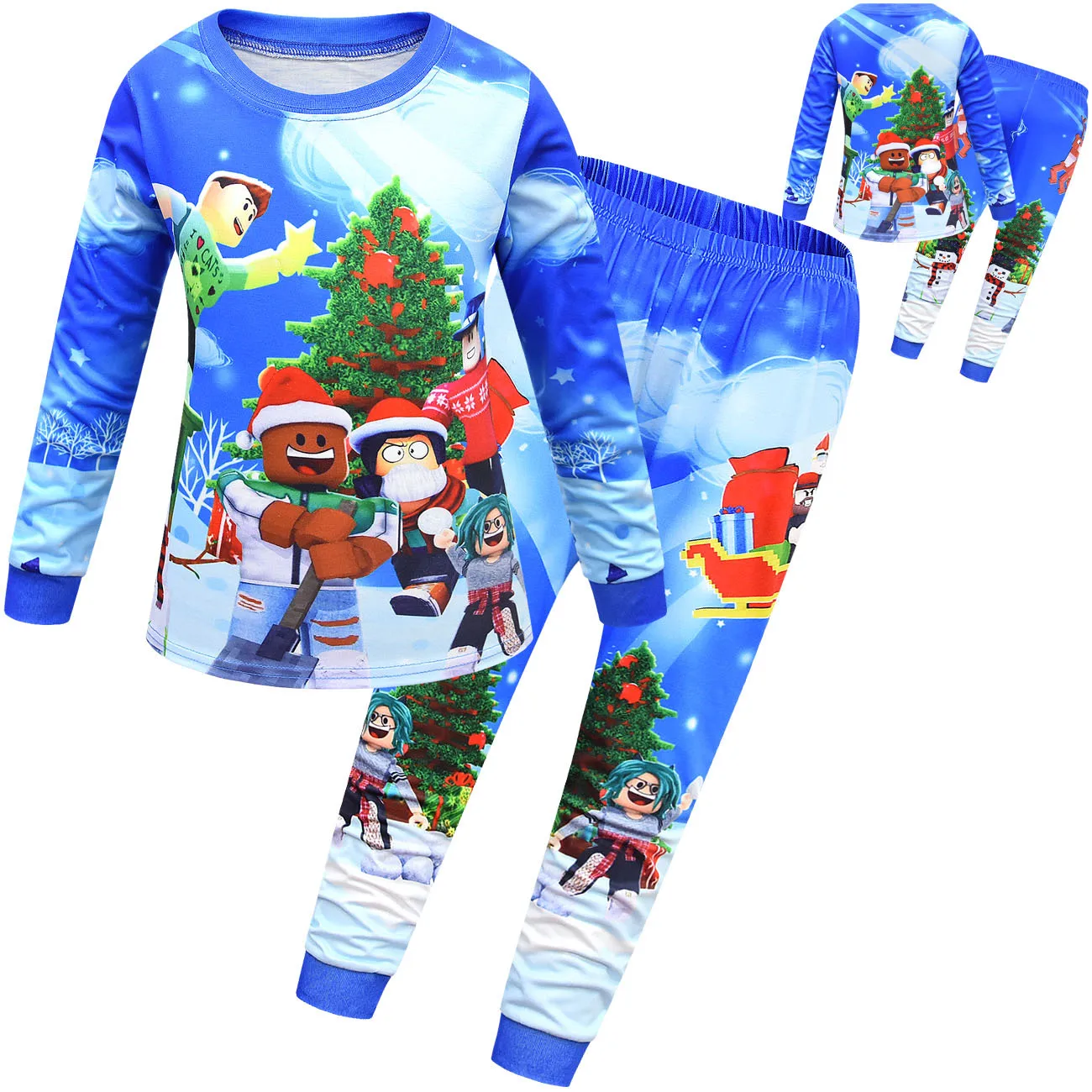 2021 Nye Børn Robloxing Nattøj Pyjamas Børn Jul Pijamas Hjem Tøj til Drenge med Lange ærmer Toppe Vinter tøj 1