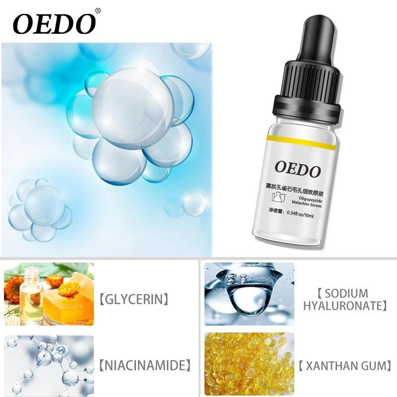 OEDO Formindske Porer Oligopeptide Malakit Liquid Face Serum Kridtning Plante hudpleje Anti Aging, Anti Rynke Creme 10ml 1