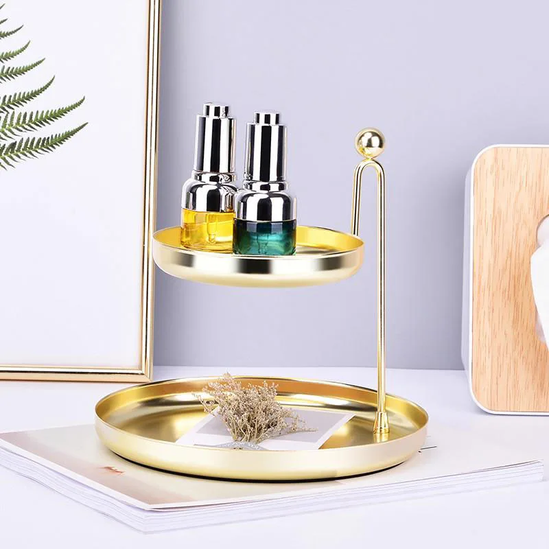 Nordic comfort-Dobbelt-lag Skuffe Golden Kosmetiske opbevaringsbakke Simple Living Room Dekoration 1