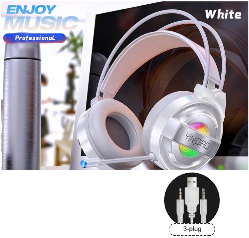 Q3 Professional Gaming Headset 7.1 lydspor, Farverig LED-Lys Med Mic Dobbelt 3,5 mm Interface Øretelefon Til Bærbare PC Gamer 1