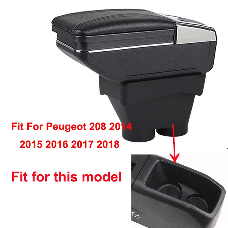For Peugeot 208-2018 Bil Armlæn Max Centrale Lagre Indhold Box Produkter Interiør Armlæn Opbevaring Car-Styling Tilbehør 1