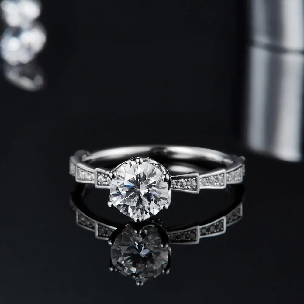 PERLE ' S BALLET 925 Sterling Sølv Moissanite Ring 1ct D Farve Moissanite Diamant Kvinders Engagement Ring Pass Diamant Test 1