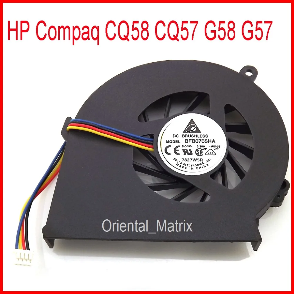 Gratis Forsendelse Originale Nye BFB0705HA-WK08 dc 5 v 0.36 EN 4Pin Fan For HP Compaq G57 G58 CQ58 CQ57 Bærbar CPU Køler køleventilator 1