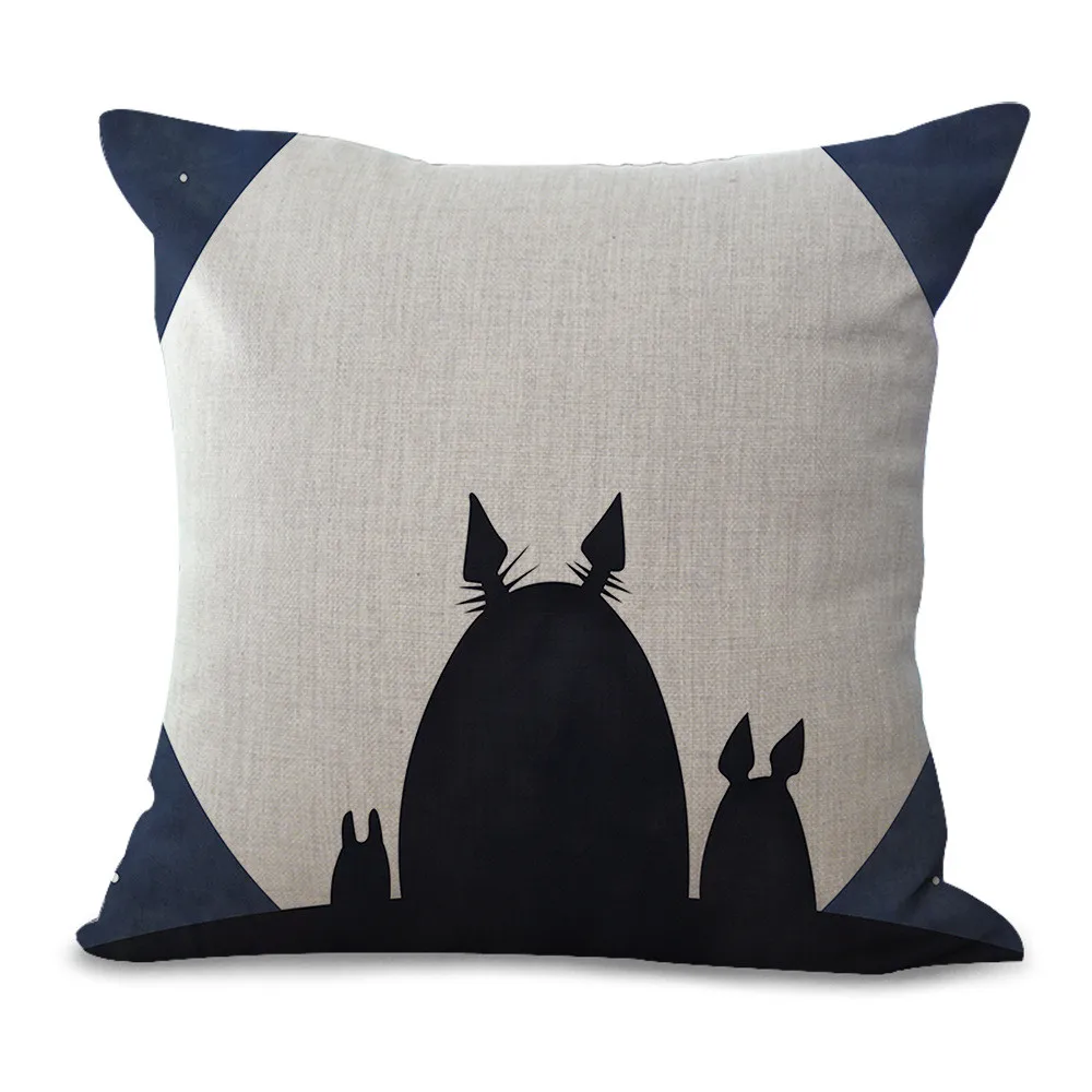 Søde tegneserie Totoro pude dække bomuld, linned pude dække for sofa hjem dejlige dyr funda cojines 45x45cm 1