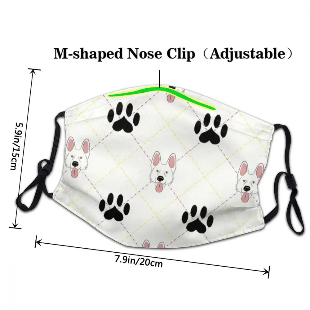 Genanvendelige Hvide Schæfer Plaid Maske Dog Udskriver Anti Støv Beskyttelse Åndedrætsværn Maske Munden Dæmpe 1