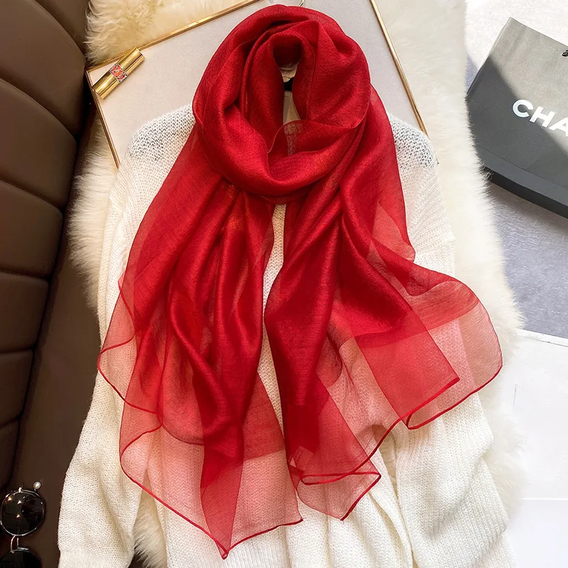 2020 Designer Brand, Kvinder Tørklæde af Silke Tørklæder til Lady Pashmina Sort Hvid Rød Foulard Tørklæde Hijab Hals Tørklæder Sjaler Wraps 1