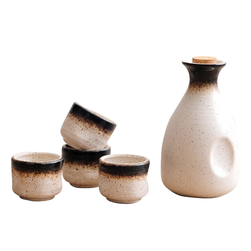 Japansk stil skyld keramik dispenser spiritus, vin pot hvid vin kop sæt husstand høj temperatur creamic barware winebowl 1