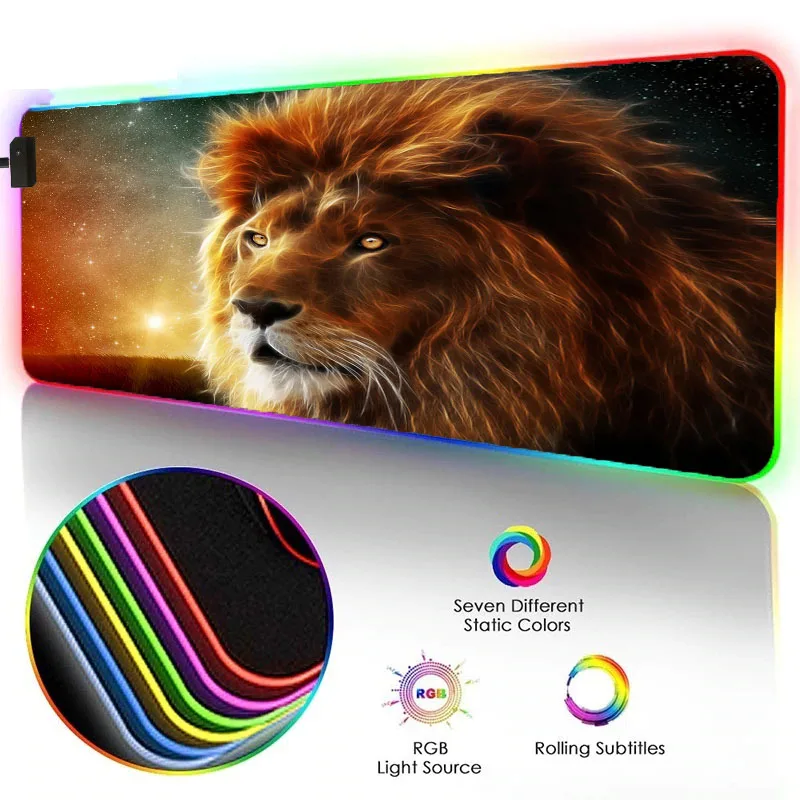XGZ Stor musemåtte Dyr Lion RGB Gaming musemåtte LED Lysende Farve Belysning Trådløs Opladning musemåtte Bruser Mat 1