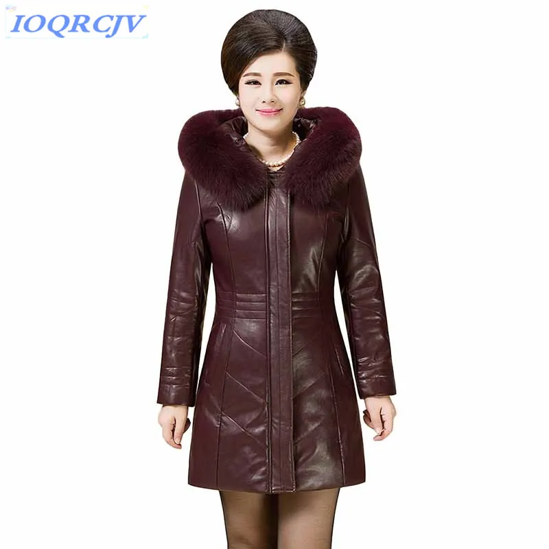 Læder jakke cotton coat kvinder 2018 vinter top, varm, Parker Fur Hooded coat Plus size L-6XL Ned bomuld frakker N079 1