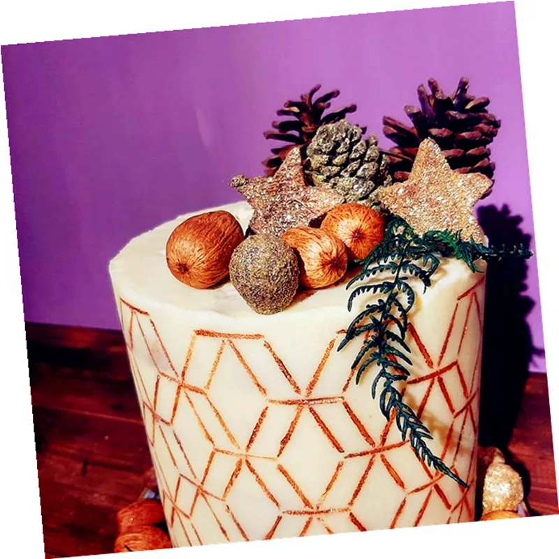 Yueyue Sugarcraft Kage Stencil Geometriske rhombus kage udsmykning værktøjer bryllup kage dekoration fondant kage skimmel 1