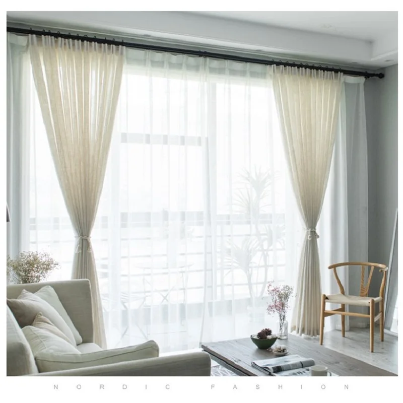 Moderne Japansk stil linned gardin Tykkere gaze gardin indgået soveværelse bølge vindue balkon gaze skygge vindue skærmen 1