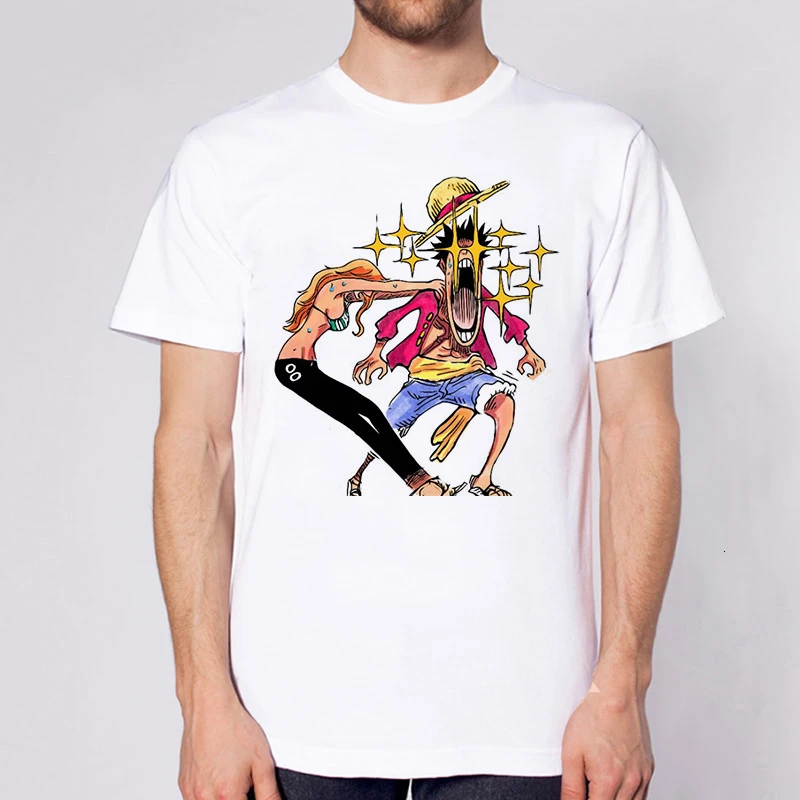 Lus Los Ét Stykke T-Shirt Japansk Anime-Shirt til Mænd T-shirt Ruffy T-Shirts Tøj tegnefilm Trykt t-shirt Short Sleeve Tee Top 1