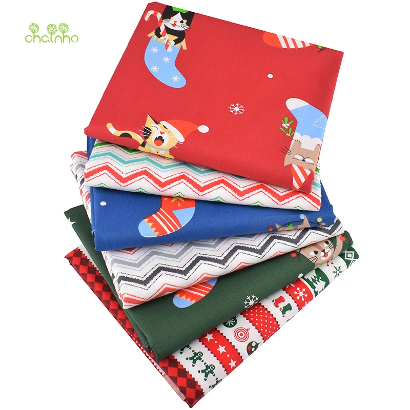 Chainho,6stk/Masse,Jul-Serien,Print Bomuld Twill Stof,Patchwork stof Til DIY Syning, Quiltning Baby&Barn Materiale,40 × 50cm 1