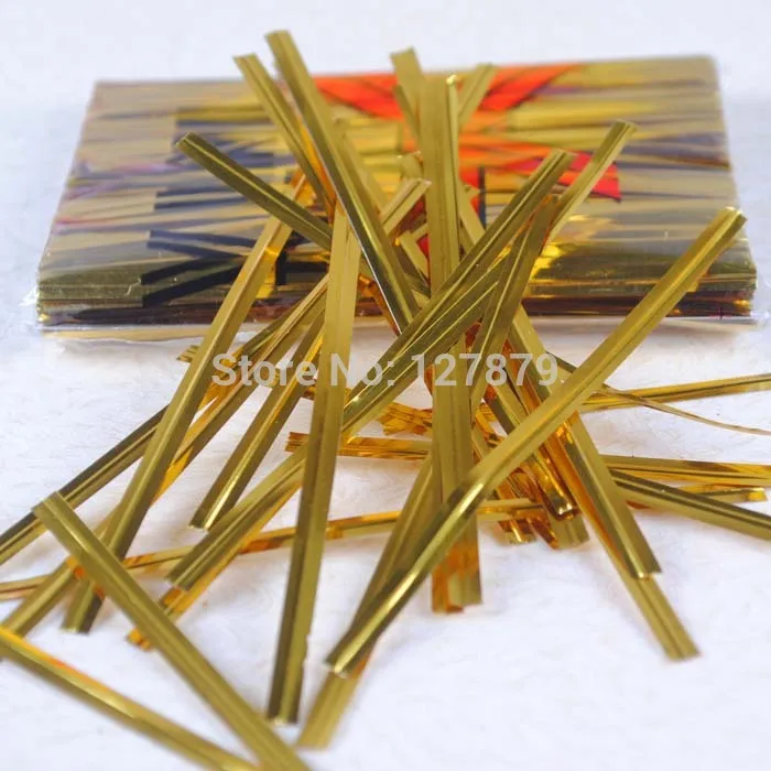 4000 Stk 10cm Twist Tie Guld Metallic Wire gave Kage dekoration 1