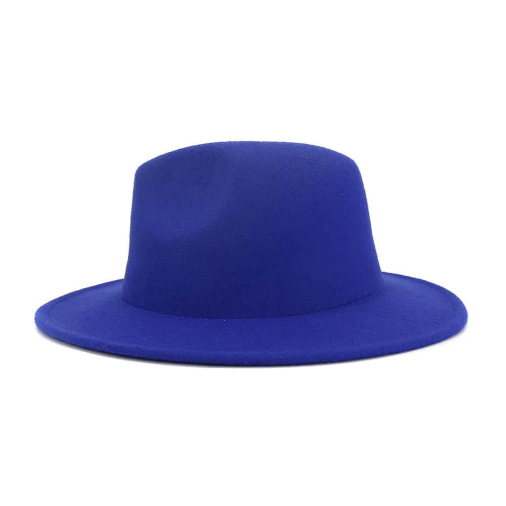 Patchwork Royal Blå Rosenrødt Matchende Uldne Følte Fedora Hat Nationale Stil, Mænd, Kvinder, Par,' Cap Jazz Fladskærms Randen Hat 1