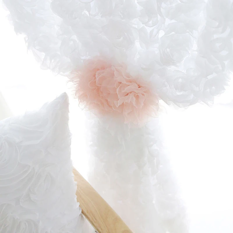 Pastoral koreanske Kreative Hvide Blonder 3D Rose Gardin Pink Voile Brugerdefinerede Vindue Skærme For Ægteskab Stue, Soveværelse wp148-40 1