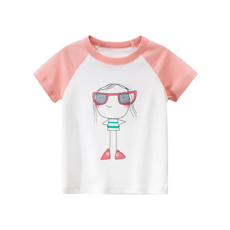 Børn Grils T-Shirts Tegnefilm Print Kids Baby Toppe Kortærmet T-Shirt Børn Cotton Pink T-Shirts T-Shirts Nye Ankommer 2020 1