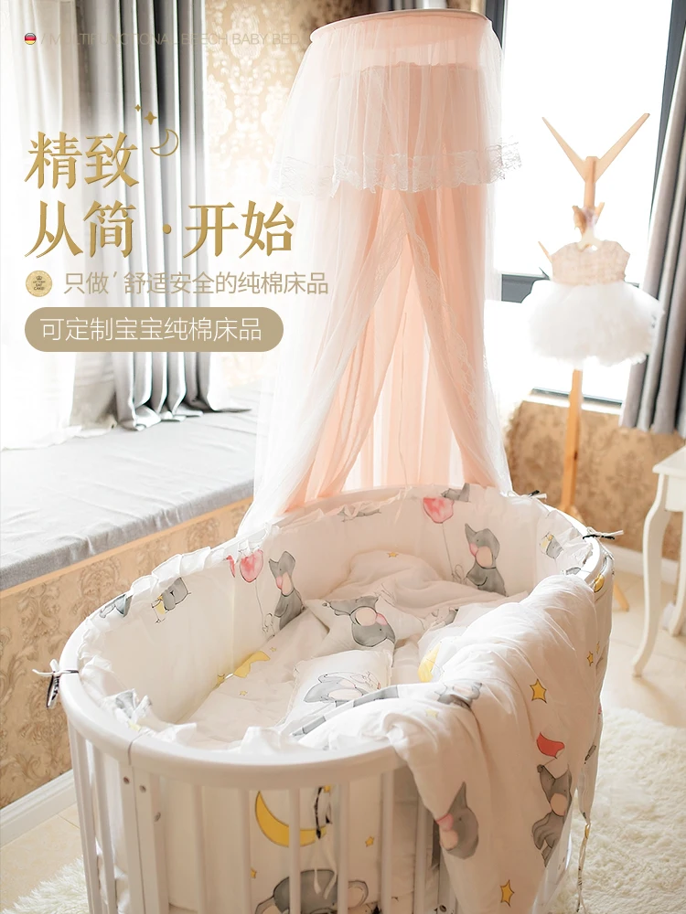 Ren Bomuld Baby Runde Bed Ovalt Bed Ren Bomuld Bed Produkt Bed Omkreds Kit Baby Bed Produkt Bed Tæppet Private Lavet 1