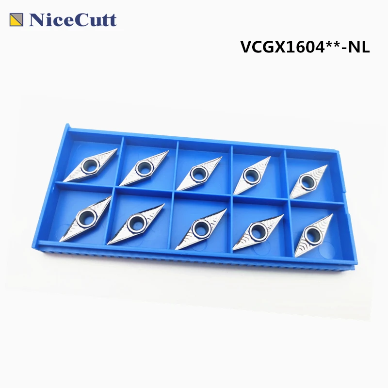 10stk VCGX1604-NL Aluminium behandling Drejebænk skær CNC hårdmetal behandling af aluminium, rustfrit stål, stål ping 1