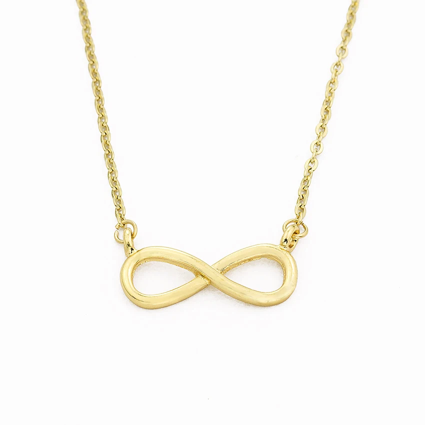 10STK Mode Nummer 8 Heldig Infinity-Halskæde Famme Guld Kæde Smykker Tilbehør Uendelig Simpelt Design Venskab Gave 1