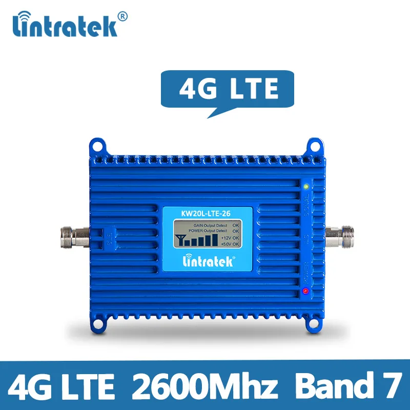 Lintratek 2600 4G LTE Signal Repeater 70dB 4G LTE Mhz Cellulære Mobiltelefon Booster LCD-Band 7 telefon forstærker Internet AGC 1