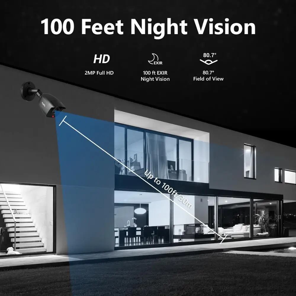 SANNCE HD 1080P CCTV sikkerhedskameraer 4stk 2,0 MP Udendørs Home Video Overvågning Kamera CCTV-System 1