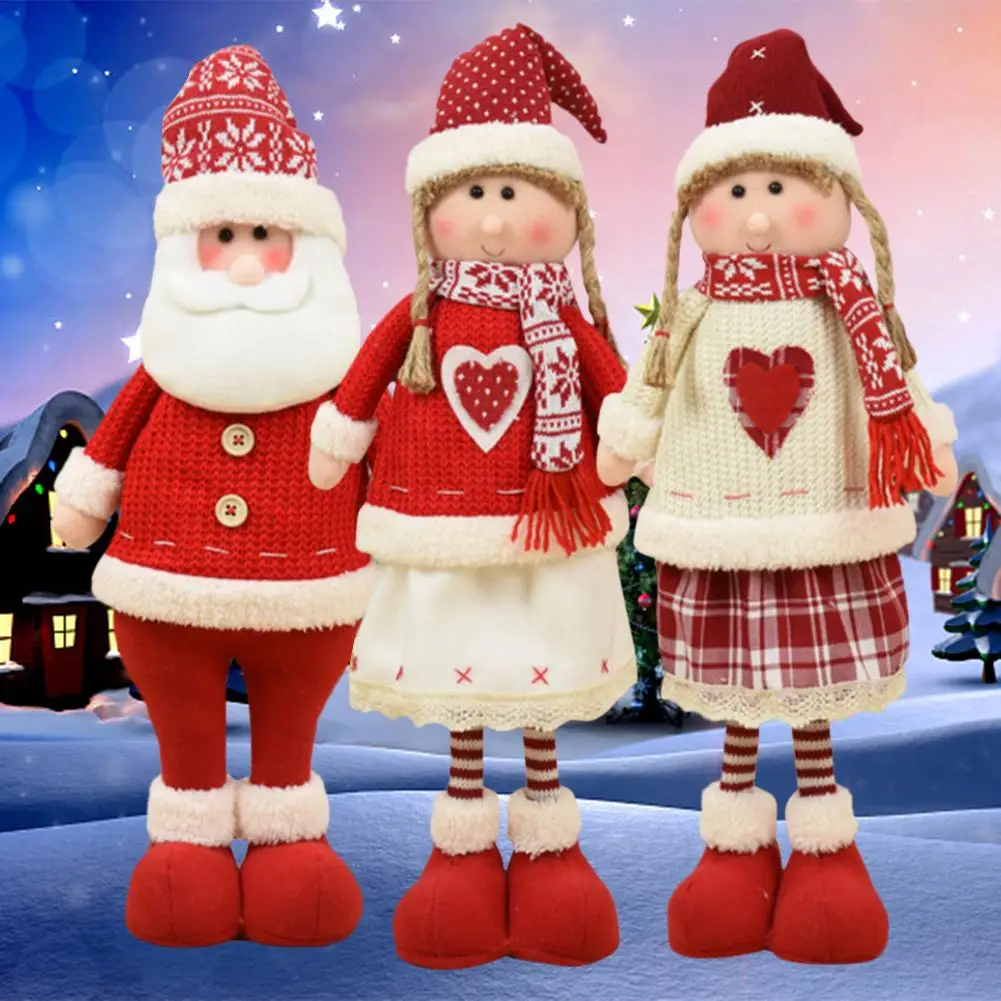 Stor Størrelse Jul Optrækkelige Dukker Santa Claus, Sne Mand, Elk Legetøj Cmas Figurer Julegave Til Kid Red Cmas Træ Ornament 1