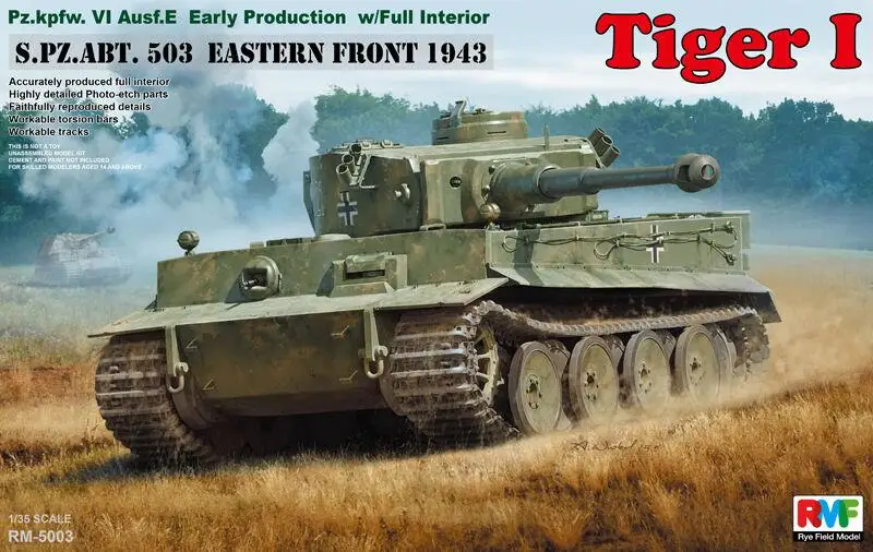 Ryefield-Model 1/35 5003 Sd.Kfz.181 Tiger i den Tidlige Produktion w/Fuld Interiør 1