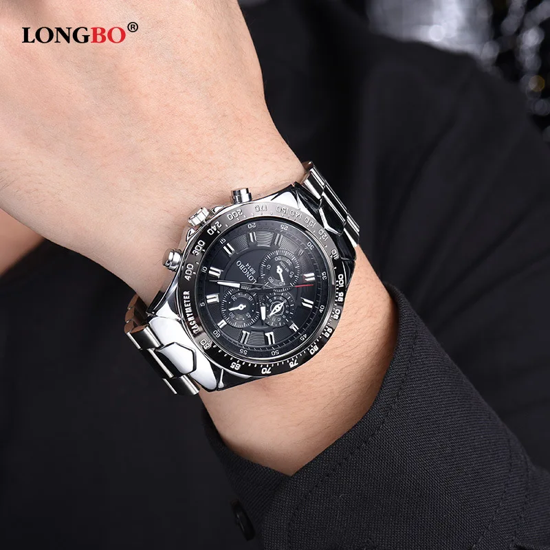 Nye Longbo Luxury-Brand-Ure Mænds Mode Afslappet Mandlige Sports Ure Ur Fuld Rustfrit Stål Militære Armbåndsure 1