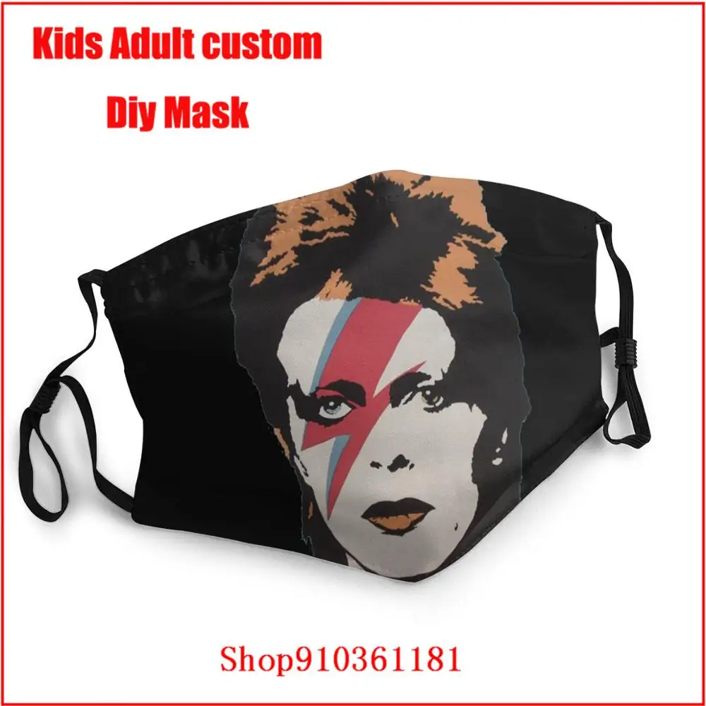 David Bowie Plakat ansigtsmaske mode mascarillas con filtro estampadas maske pm2.5 sjove pattem print grimasse, ghost 1