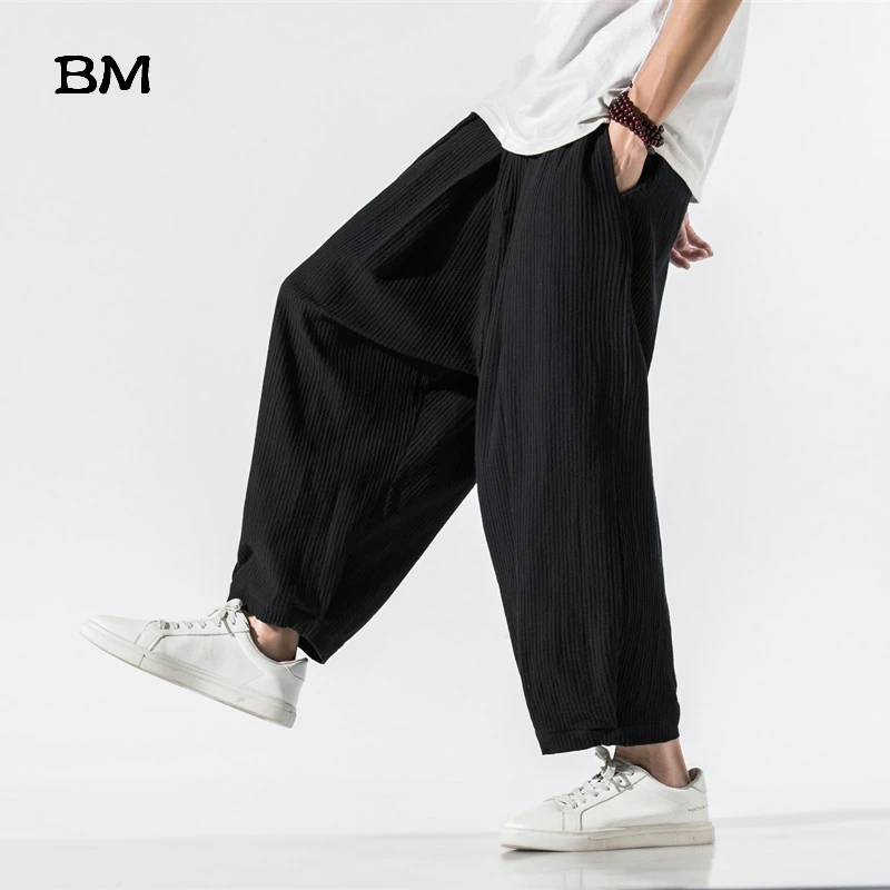 2020 Sommer Bomuld Ankel-Længde Bukser Kinesisk Stil Underbukser Mode Harem Bukser Mænd Japansk Harajuku Tynd Radise Bukser 1