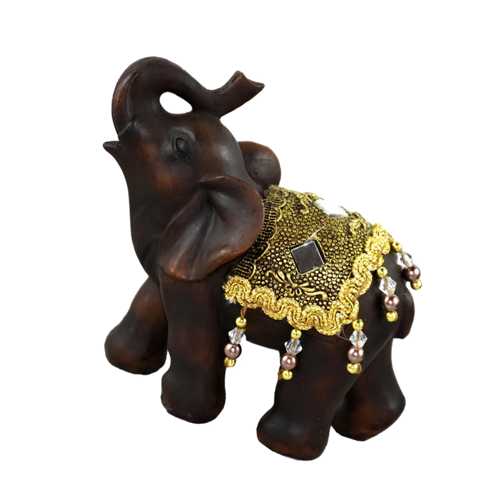 Kunstige Røde Træ Korn Harpiks Elefant Statue Desktop Håndværk Lucky Elephant Dekorationer Egnet Til Hjem, Kontor Dekoration 1