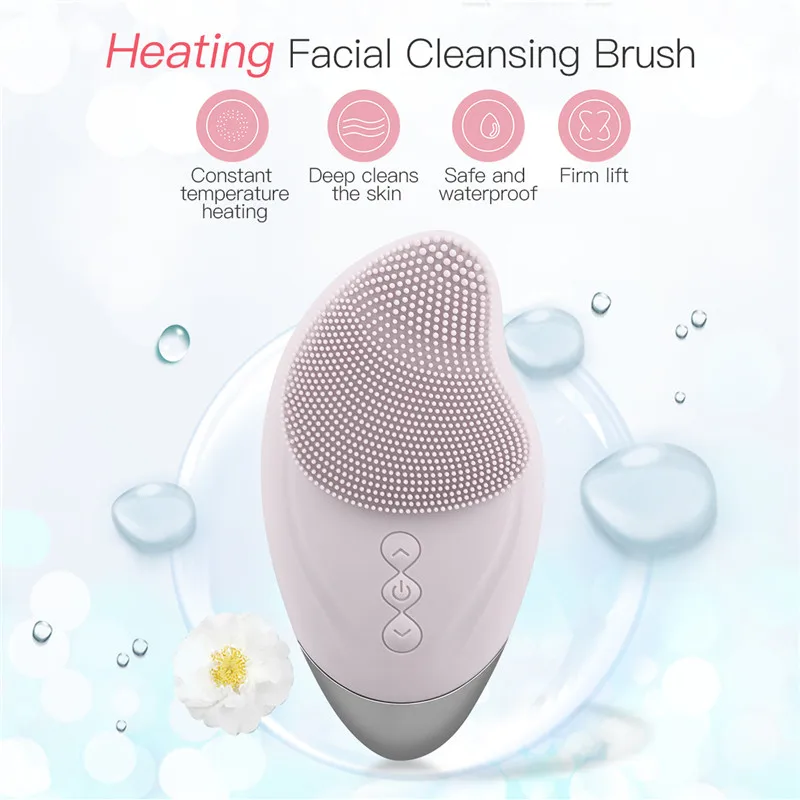 USB-Elektriske Ansigt vask Rengøring Massage hud Børste Vandtæt Silikone varme Facial Cleansing Enheder Hudorm Remover 1
