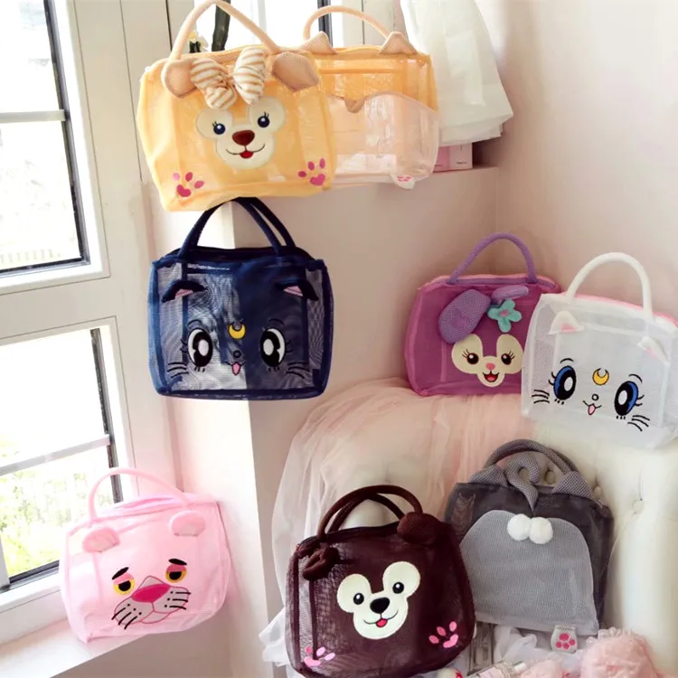 Tegnefilm Japan Duffy Bære Stellalou Pink Panther Sailor Moon Luna Gennemsigtig Kosmetiske Tasker Opbevaring Mesh Bag Stranden Bag Vask Tasker 1