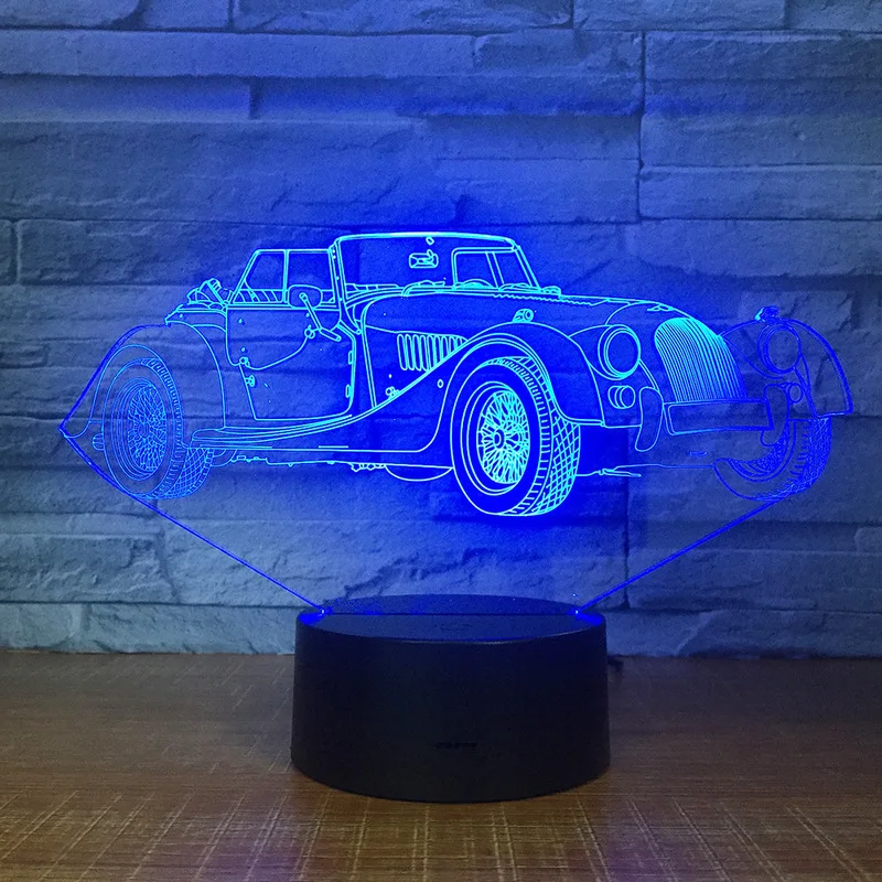 Super sportsvogn 3D-Nat Lys 7 farveskift LED Nat Lys USB-Smart Home Dekoration Nyhed Lampe Induktion bordlampe 1